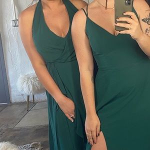 Dear Cleo Emerald Green Halter Bridesmaids Dress